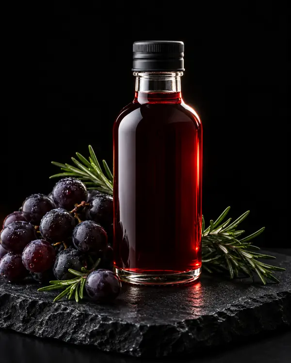 Syrup-Flasche Traube & Rosmarin mit Zutaten