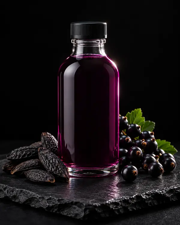 Syrup-Flasche Tonkabohne & Cassis mit Zutaten