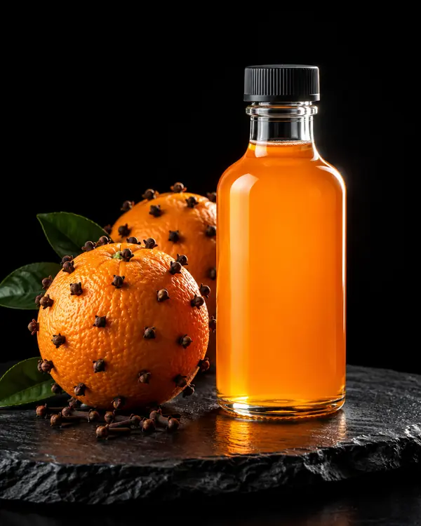 Syrup-Flasche Orange & Nelke mit Zutaten